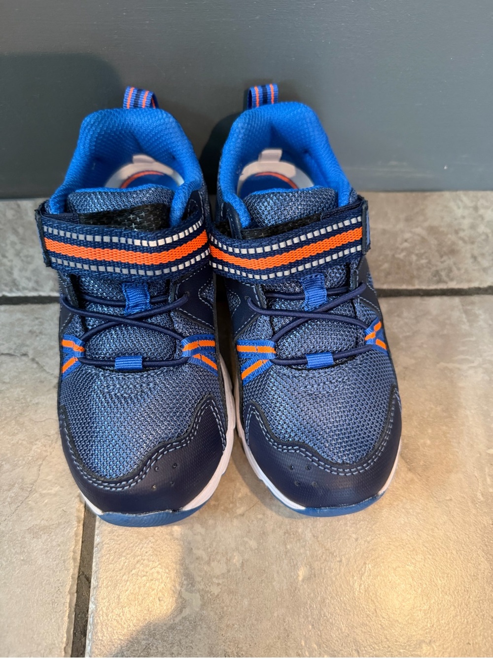 Blue Stride Rite Sneakers with Orange Accents